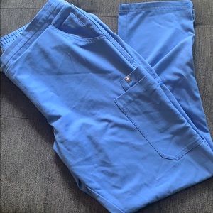 Blue FIGS scrub top and bottom